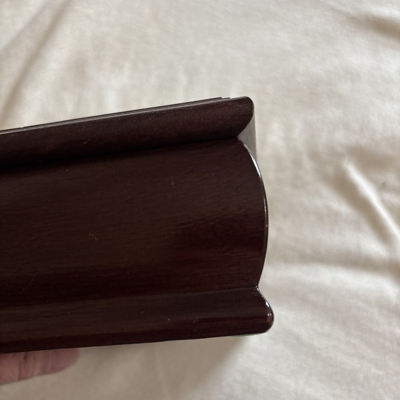 Vintage Wood Floral Tapestry Jewelry Box with Removeable Tray Mirror 8x3.5x5" - Picture 7 of 16